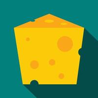 icono de trozo de queso, estilo plano vector