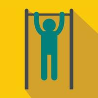 Man doing pull ups on the horizontal bar icon vector