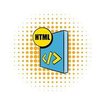 icono de archivo html en estilo cómic vector