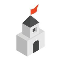 Medieval tower isometric 3d icon vector