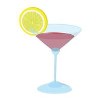 Cocktail with a lime slice cartoon icon vector