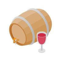 Wooden barrel of wine with a tap isometric 3d icon vector