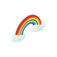 Rainbow and clouds icon, isometric 3d style vector