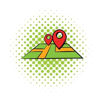 Map comics icon vector