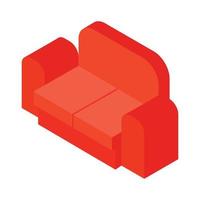 Red sofa isometric 3d icon vector