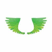 Pair of green bird wings icon, cartoon style vector