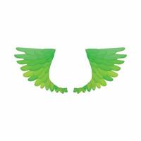 Pair of green bird wings icon, cartoon style vector