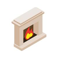 Burning fireplace icon, isometric 3d style vector