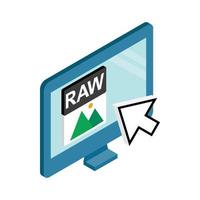 RAW image file extension icon, isometric 3d style vector