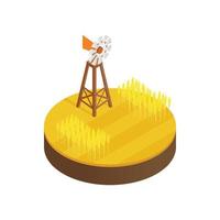 Wind generator and solar panels desert icon vector