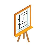 Flipchart with building plan icon vector