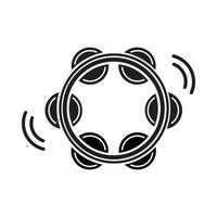 Tambourine icon, black simple style vector