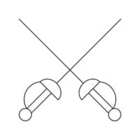 Cross swords thin line icon vector