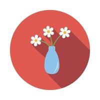 Bouquet in blue vase icon, flat style vector