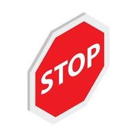 Stop sign icon, isometric 3d style vector