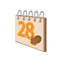 calendario 24 de noviembre icono de dibujos animados vector