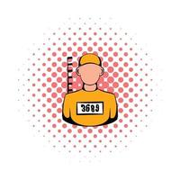 Prisoner in hat with number icon, comics style vector