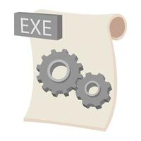 EXE extension text file icon, cartoon style vector