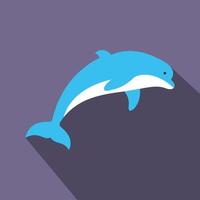 Dolphin icon, flat style vector