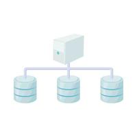 Computer network database icon, cartoon style vector