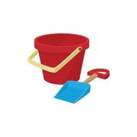 Bucket and shovel for childrens sandbox icon vector
