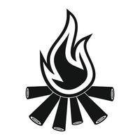 Burning bonfire black simple icon vector