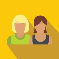 Avatar two female flat icon vector