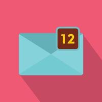 Envelope with twelve messages icon, flat style vector