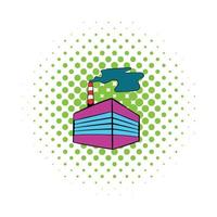 Factory building icon, comics style vector