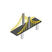 Suspension bridge icon, isometric 3d style vector