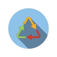 Arrows different colors in triangle flat icon vector