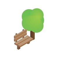 Bench and tree isometric 3d icon vector