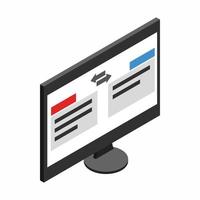 Computer with translator on the screen icon vector