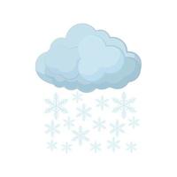 icono de nube y copos de nieve, estilo de dibujos animados vector