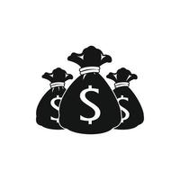 icono de bolsa o sacos de tres dinero, estilo simple vector