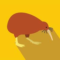 icono de kiwi marrón de la isla norte, estilo plano vector