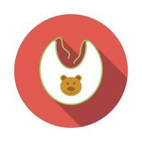 Baby bib with bear icon, flat style vector