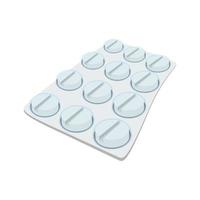 Round pills in a blister pack cartoon icon vector
