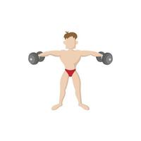 Dumbbell lateral raise icon, cartoon style vector