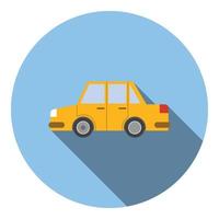 Yellow car icon, flat style vector