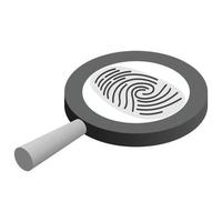 Fingerprint under a magnifying glass vector