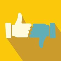 Hands showing thumbs up and down flat icon vector