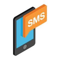 Smartphone smsisometric 3d icon vector