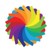 Multicolored abstract circle icon, cartoon style vector