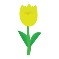 Yellow tulip icon, isometric 3d style vector