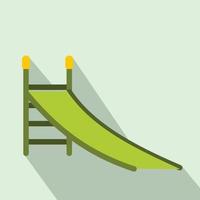 Playground green slide flat icon vector