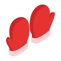 Pair of red mittens icon, isometric 3d style vector