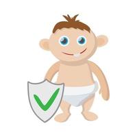 Baby insurance icon, cartoon style vector