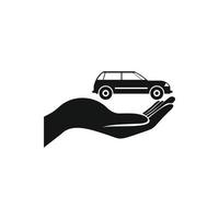 icono de coche en mano, estilo simple vector