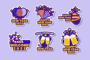 New Year 2023 Stickers Set vector